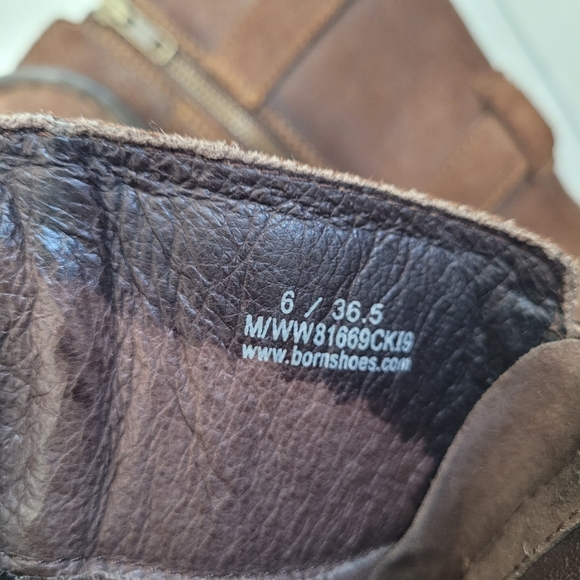 Born Leather Brown Suede Tall Moto Strap Tessa Buckle Boots Size 6 - Picture 5 of 7